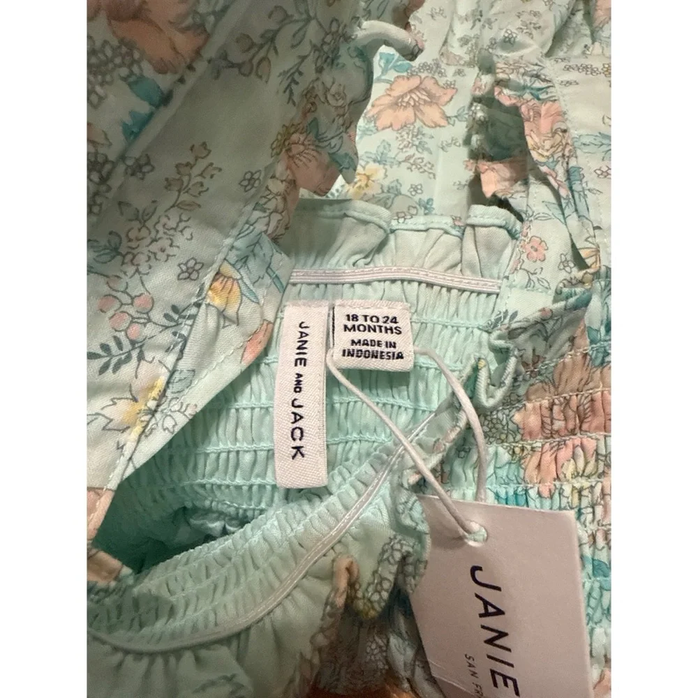Janie and Jack Size 18 24 Months The Emily Smocked Mint Floral Sundress NWT - Picture 3 of 4